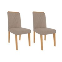 Cadeira Sala de Jantar Nicole Kit 2 Un Nature/Linho Bege - Cimol