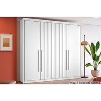 Guarda Roupa Solteiro 4 Portas 2 Ripadas e 4 Gavetas Grécia Branco - Conquista