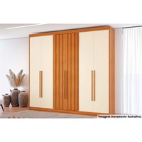 Guarda Roupa Casal 6 Portas 2 Ripados e 8 Gavetas Grécia Cinamomo/Off White - Conquista