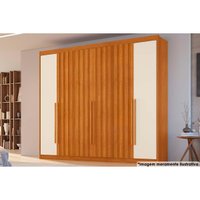 Guarda Roupa Casal 6 Portas 4 Ripadas e 6 GavetasAtenas Cinamomo/Off White - Conquista
