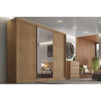 Guarda Roupa Casal 3 Portas de Correr e 6 Gavetas c/ 1 Espelho Sonetto/Toulon Plus Cumaru - Novo Horizonte