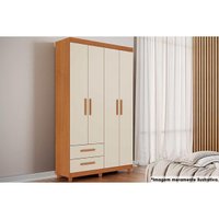 Guarda Roupa Solteiro 4 Portas e 2 Gavetas Canadá Plus Cinamomo/Off White - Conquista