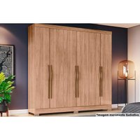Guarda Roupa Casal 6 Portas e 2 Gavetas c/ Pés Briz B368 Jequitibá Brilho - Henn