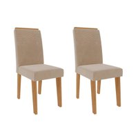 Cadeira Sala de Jantar Taís Kit 2 Un Savana/Nature-Suede Nude Bege - Cimol