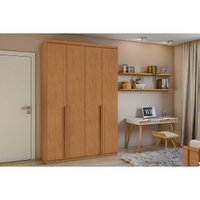 Guarda Roupa Solteiro 4 Portas e 2 Gavetas Alonzo Plus Amendoa Clean - Lopas