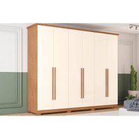 Guarda Roupa Casal 6 Portas e 6 Gavetas c/ Pés Leblon Nature/Off White - Henn