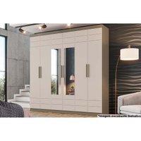 Guarda Roupa Casal 6 Portas e 3 Gavetas c/ Espelho Flora Duna/Cristal - Henn