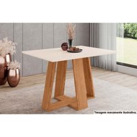 Mesa de Sala Jantar Lins SC91 c/Tampo Madeirado Reto s/ Vidro 120x80cm Nature/Off White - Henn