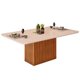 Mesa de Sala Jantar Canes c/Tampo Madeirado Vidro Curvo 200x100cm Freijó/Off White - DJ Móveis