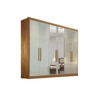 Guarda Roupa Casal 6 Portas e 6 Gavetas c/ Espelho Rizon/Linea Cumaru/Fendi - Novo Horizonte
