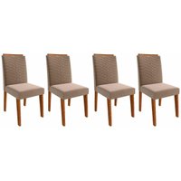Cadeira Sala de Jantar Clarice Kit 4 Un Savana-Madeirado/Suede Joli Capuccino - Cimol