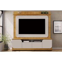 Home p/TV até 65 Polegadas Vogue Ripado c/ Prateleira e Nichos 182x183cm Cedro/Bali - DJ Móveis