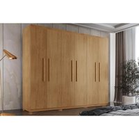 Guarda Roupa Solteiro 6 Portas e 2 Gavetas c/ Pés Espanha Naturale - Rufato