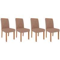 Cadeira Sala de Jantar Fernanda Kit 4 Un Nature-Madeirado/ Linho Bege - Cimol