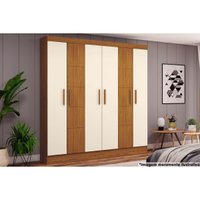 Guarda Roupa Solteiro 6 Portas e 2 Gavetas Briz B73 Nature/Off White - Henn