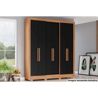 Guarda Roupa Casal 6 Portas e 3 Gavetas c/ Pés Briz B366 Nature/Preto - Henn