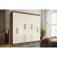 Guarda Roupa Casal 8 Portas e 6 Gavetas c/ Pés Master 8.6 jatoba/Areia - Santos Andirá
