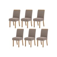 Cadeira Sala de Jantar Malu Kit 6 Un Nature/Marrom Amêndoa - Henn