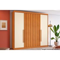 Guarda Roupa Solteiro 4 Portas 2 Ripadas e 4 Gavetas Grécia Cinamomo/Off White - Conquista