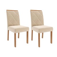 Cadeira Sala de Jantar Fernanda Wood Kit 2 Un Madeirado/Suede Nude Bege - Cimol