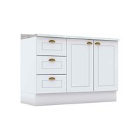 Balcão de Cozinha Americana p/ Pia 3 Gavetas e 2 Portas c/Tampo 120cm Branco - Henn