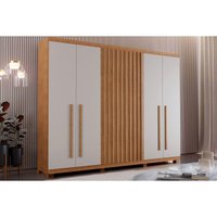 Guarda Roupa Casal 6 Portas e 4 Gavetas c/ Pés Denver Naturale/Off White - Rufato