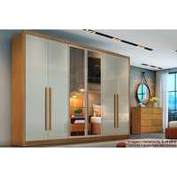 Guarda Roupa Casal 6 Portas e 6 Gavetas c/ Espelho Robust/Livorno Cumaru/Fendi - Novo Horizonte