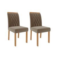 Cadeira Sala de Jantar Juliana Wood Kit 2 Un Madeirado/Suede Joli Capuccino - Cimol