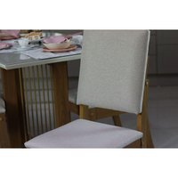 Sala de Jantar Completa Vértice Tampo Reto Madeirado c/Vidro 120x80cm e 4 Cadeiras Milla Nature/Marrom Amêndoa - Henn