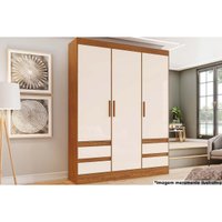 Guarda Roupa Solteiro 3 Portas e 4 Gavetas Briz Lema B55 Nature/Off White - Henn
