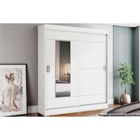 Guarda Roupa Solteiro 2 Portas de Correr e 2 Gavetas c/ Espelho Briz B66 Branco/Rosa - Henn