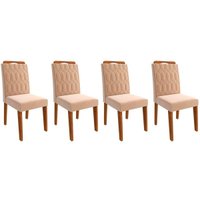 Cadeira Sala de Jantar Paola Kit 4 Un Savana-Madeirado/Suede Nude Bege - Cimol
