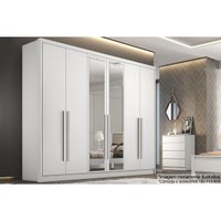 Guarda Roupa Casal 6 Portas e 8 Gavetas c/ Espelho Robust/Livorno Branco - Novo Horizonte