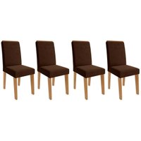 Cadeira Sala de Jantar Taís Kit 4 Un Nature/Suede Joli Chocolate - Cimol