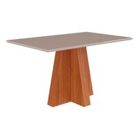 Mesa de Sala Jantar Patricia c/Tampo Madeirado Vidro 130X80cm Cinamomo/Off White - Cimol