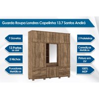 Guarda Roupa Casal 13 Portas e 7 Gavetas Londres Capelinha Jatoba - Santos Andirá