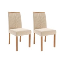 Cadeira Sala de Jantar Clarice Wood Kit 2 Un Madeirado/Suede Nude Bege - Cimol