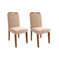 Cadeira Sala de Jantar Paola Wood Kit 2 Un Savana/Nature-Suede Nude Bege - Cimol