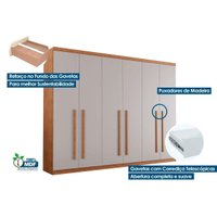 Guarda Roupa Casal 6 Portas e 4 Gavetas c/ Pés Bahia Naturale - Rufato