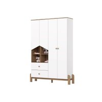 Guarda Roupa Infantil 4 Portas e 2 Gavetas Ternura Branco/Jequitiba - Henn