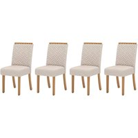 Cadeira Sala de Jantar Malu Kit 4 Un Nature/Veludo Light Linho - Henn