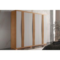 Guarda Roupa Casal 6 Portas e 2 Gavetas c/ Pés Grécia Naturale/Off White - Rufato