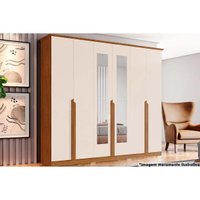 Guarda Roupa Casal 6 Portas e 6 Gavetas c/ Espelho Andréas Nature/Off White - Henn