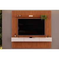 Rack Bancada c/Painel p/TV até 65 Polegadas Pratic Ripado Prateleira 223x240cm Freijo - DJ Móveis