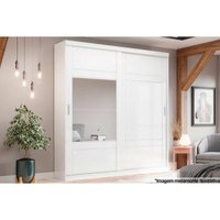 Guarda Roupa Casal 2 Portas de Correr e 3 Gavetas c/ Espelho Verg Branco - Henn