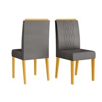 Cadeira Sala de Jantar Lia Cedro/Veludo Lunar - DJ Móveis