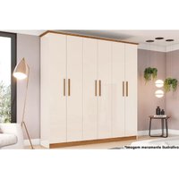 Guarda Roupa Casal 6 Portas e 3 Gavetas Cover Off White/Nature - Henn