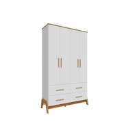 Guarda Roupa Infantil Guti 4 Portas e 4 Gavetas Branco/Amendoa - Peroba