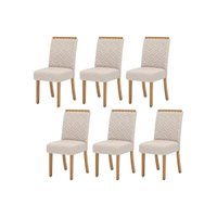 Cadeira Sala de Jantar Malu Kit 6 Un Nature/Veludo Light Linho - Henn