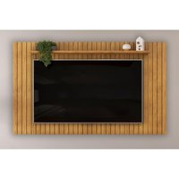 Painel Home p/TV até 65 Polegadas Lume Ripado c/ Prateleira 175x108cm Cedro - DJ Móveis